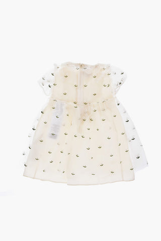 All-Over Monogram Embroiered Tulle Dress