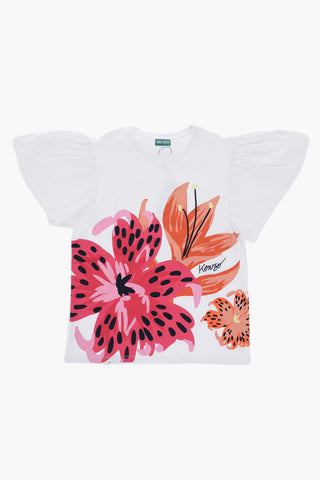 Printed Crew-neck T-Shirt with Puff Sleeve