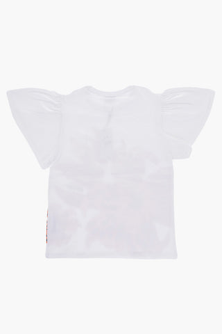 Printed Crew-neck T-Shirt with Puff Sleeve