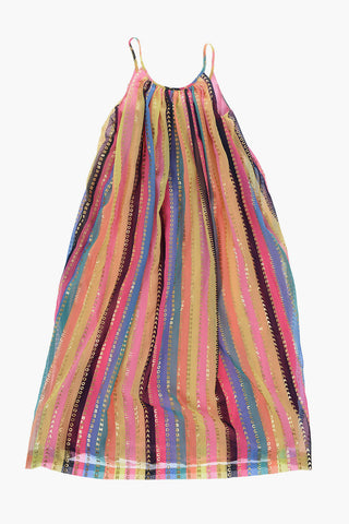 Vestito Lungo Senza Maniche Con Stampa Logo Metallizzata