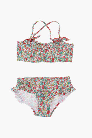Floral Patterned Bikini with Ruffle Details