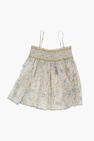 Floral Patterned APOLLINE Top with Back Buttoning and Pleated Detail
