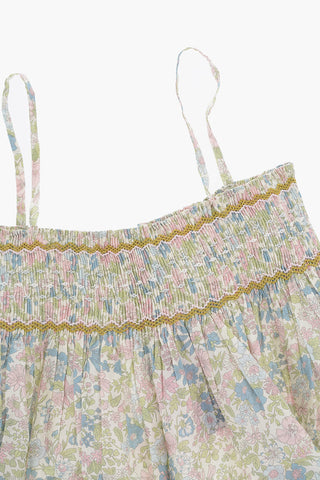 Floral Patterned APOLLINE Top with Back Buttoning and Pleated Detail
