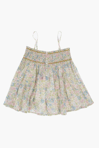 Floral Patterned APOLLINE Top with Back Buttoning and Pleated Detail