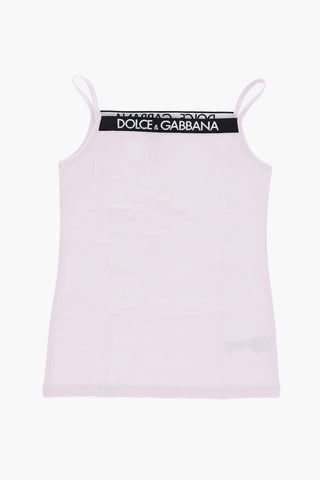 Stretch Cotton Tank Top with Logoed Elastic Band