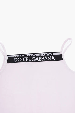 Stretch Cotton Tank Top with Logoed Elastic Band