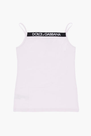 Stretch Cotton Tank Top with Logoed Elastic Band