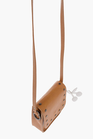Leather Mini Bag with Studs and Cherry Shaped Charm