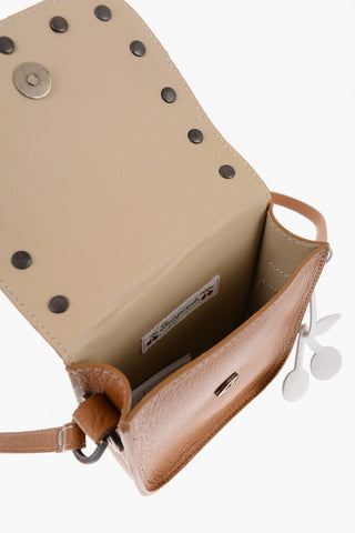 Leather Mini Bag with Studs and Cherry Shaped Charm