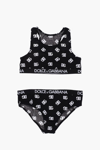 Stretch Cotton Slip and Bralette Set with All-Over Logo