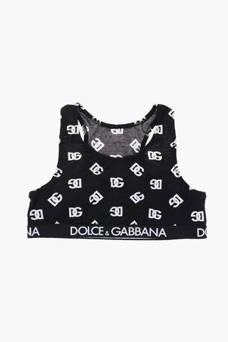 Stretch Cotton Slip and Bralette Set with All-Over Logo