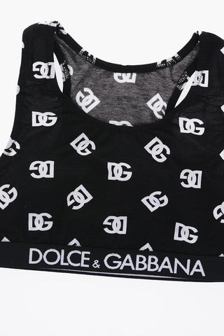 Stretch Cotton Slip and Bralette Set with All-Over Logo