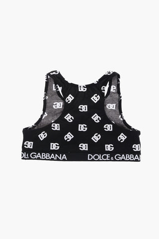 Stretch Cotton Slip and Bralette Set with All-Over Logo