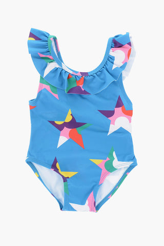 Printed One Piece Swimsuit with Ruffle
