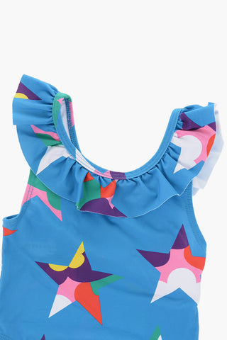 Printed One Piece Swimsuit with Ruffle