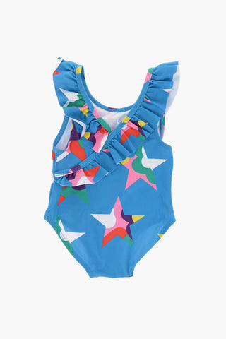 Printed One Piece Swimsuit with Ruffle