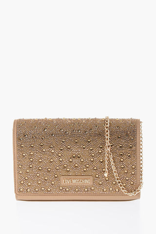 LOVE Embellished Rhinestones Shoulder Bag with Golden Details