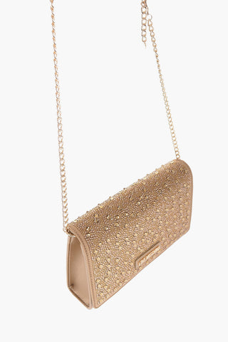 LOVE Embellished Rhinestones Shoulder Bag with Golden Details