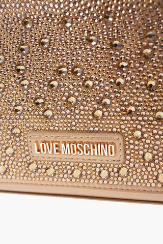 LOVE Embellished Rhinestones Shoulder Bag with Golden Details