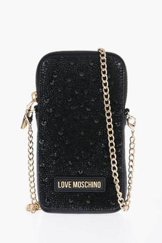 LOVE Rhinestone Pouch with Golden Chain