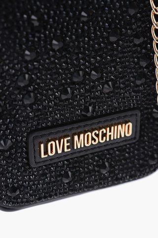 LOVE Rhinestone Pouch with Golden Chain