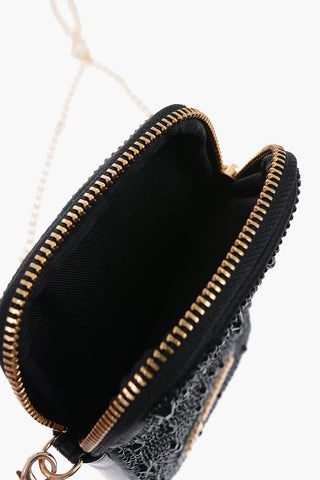 LOVE Rhinestone Pouch with Golden Chain