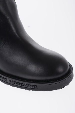 LOVE Stivali Alti Borchiati con Dettagli in Pelle 8cm
