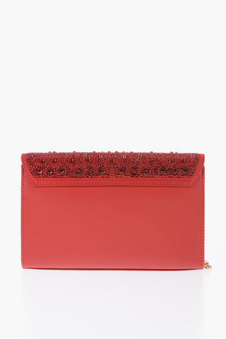 LOVE Faux Leather Crossbody Bag Embellished with Rhinestones