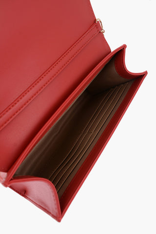 LOVE Faux Leather Crossbody Bag Embellished with Rhinestones