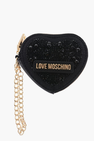 LOVE Heart-Shaped Coin Purse Embellished with Rhinestones