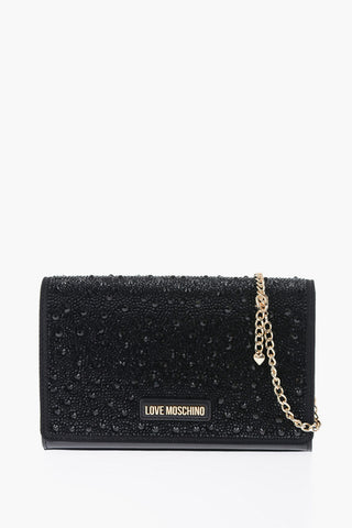 LOVE Embellished Rhinestones Shoulder Bag with Golden Details