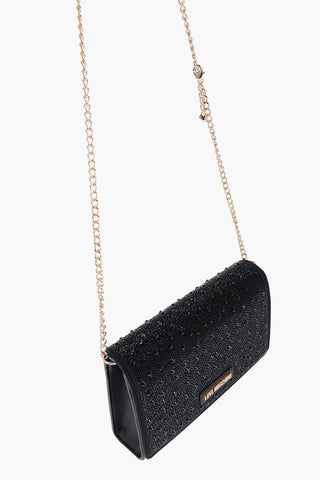 LOVE Embellished Rhinestones Shoulder Bag with Golden Details
