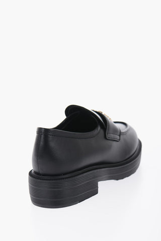 LOVE Leather Loafers with Gold Logo