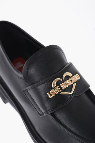 LOVE Leather Loafers with Gold Logo