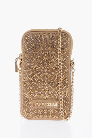 LOVE Rhinestone Pouch with Golden Chain