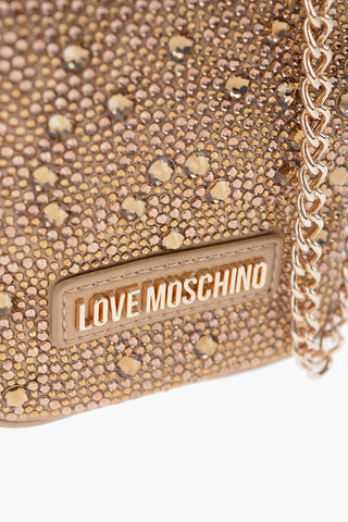 LOVE Rhinestone Pouch with Golden Chain