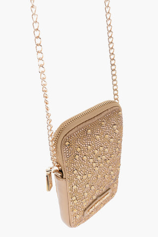 LOVE Rhinestone Pouch with Golden Chain