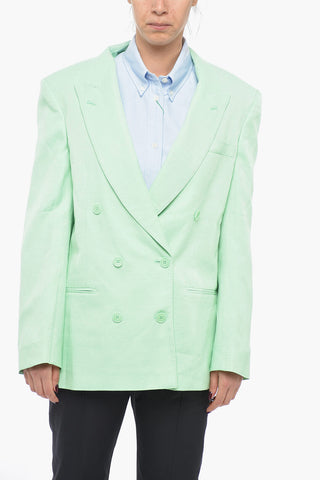 Double-breasted Oversized Flax Blend Blazer