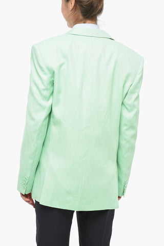 Double-breasted Oversized Flax Blend Blazer