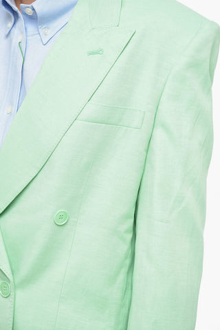 Blazer Doppiopetto in Misto Lino con Fit Oversize