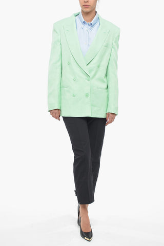 Double-breasted Oversized Flax Blend Blazer