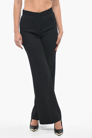 Pantaloni Palazzo in Viscosa Stretch con Chiusura Nascosta