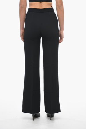 Pantaloni Palazzo in Viscosa Stretch con Chiusura Nascosta