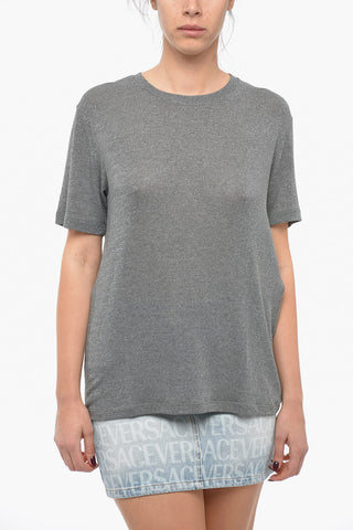 Crew Neck Straight Fit Lurex T-Shirt