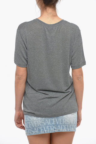 Crew Neck Straight Fit Lurex T-Shirt