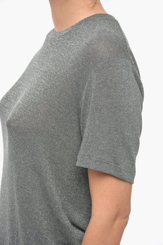 Crew Neck Straight Fit Lurex T-Shirt