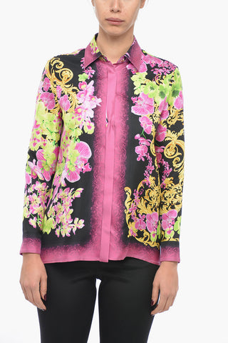 Floral Patterned ORCHID Silk Shirt