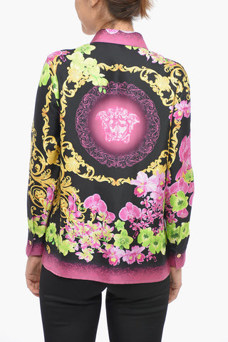 Floral Patterned ORCHID Silk Shirt