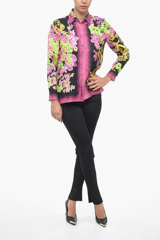 Floral Patterned ORCHID Silk Shirt
