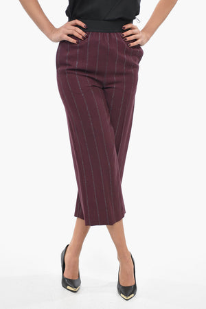 Cropped-Fit-Hose aus Wollmix mit Lurex-Details